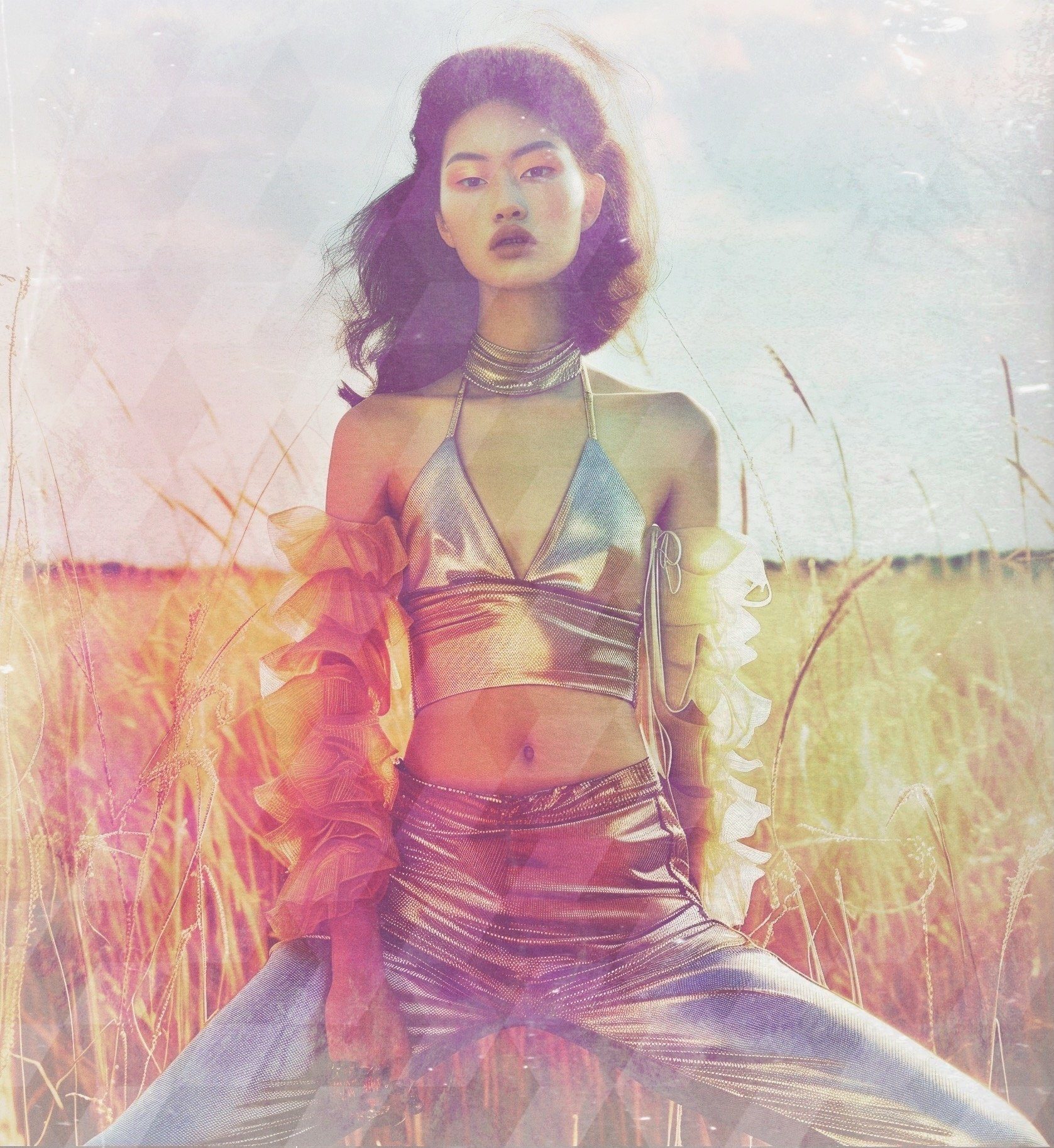 Fashion editorial, gold desert